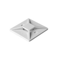 HellermannTyton MB410C2 Screw Fastened Bases, .18" Max tie width, .18'' Hole Dia., 1.12'' Length/Width, PA66, White, 100/pkg