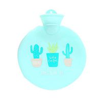 Aoruisier 1pcs Cartoon Water Injection Mini Hot Water Bottle Winter Student Hand Warmer Filled with Water Heating Bag Rubber Explosion-proof 800ml 25X21CM Green Cactus