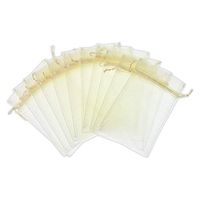 SumDirect 100Pcs 3x4 inch Beige Sheer Drawstring Organza Jewelry Pouches Wedding Party Christmas Favor Gift Bags