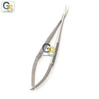 G.S Micro IRIS Scissors 4" Curved Sharp Points Flat Handles | G.S Best Quality