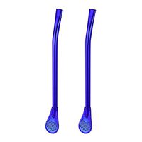 Hot Sale! Hongxin Eco-Friendly Stainless Steel Drinking Straw Spoon Yerba Mate Straw Colorful Filter Straw Multi-Purpose Pipette Spoon Creative Gift (Blue)