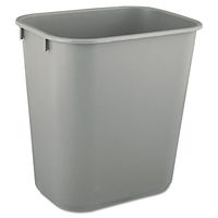 Rubbermaid 2955GRA Deskside Plastic Wastebasket, Rectangular, 3 1/2 gal, Gray