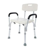 Shower Chair Bath Seat Bench with Removable Back &Arms, Tool-Free Assembly, Portable Bath Seat, Adjustable Height, w/Non-Slip Feet & Bonus Loofah Back Scrubber by Aimik (Silver-D)