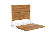 Lifeline Contour Folding Shower Seat - Teakwood | White Frame | 18 x 16 inch