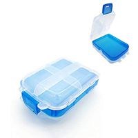 2 Pack Foldable Travel Pill Organizer Medicine Dispenser – 3 Layers with 8 Compartments Waterproof Portable Pill Storage Box Container for Daily Medicine, Vitamin and Fish Oil (Blue*2pcs)