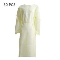 50 pcs Disposable Isolation Gowns, Anti-Fog dust Personal Protective Equipment for Outdoor Riding, Elastic Cuffs, Flexible and Comfortable, Unisex, Light Yellow (50pcs)