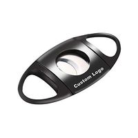 Personalised Cigar Cutter Stainless Steel Double Blade Guillotine Cigar Scissors Engraving Logo (Black)