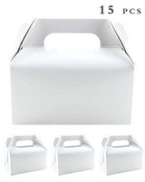 WTSHOP 15 pack White Cardboard Treat Boxes，Cake Boxes used for packing gifts and toys，Bakery Cake Cupcake Cookies Chocolate Box Container，Lock Corner DIY Gift Packing Box