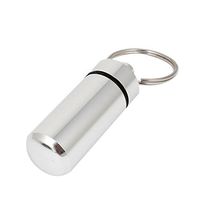 Travel Silver Tone Aluminum Alloy Pill Box Case with Keyring