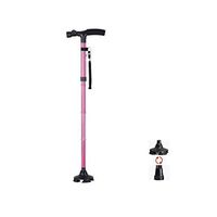 Crutches Elderly Four-Legged Sticks Non-Slip Black Retractable Cane Assisted Anti-Fall (Color : Pink, Size : 85cm)