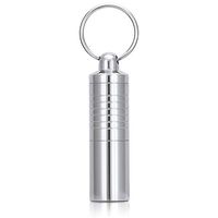 Keychain Pill Box Length Adjustable Portable Stainless Steel Pill Case Waterproof Emergency Pill Container for Travelling, On Business, Outdoor Activities