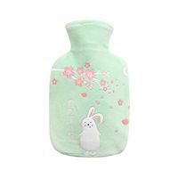 Hot Water Bottle,Portable Silicone Hot Water Bag,Hot & Cold Therapy,Great for Menstrual Pain Relief for Women,Arthritis, Headaches,Kids and Gifts,Cartoon Flower Rabbit Print