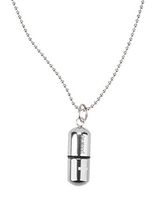 Pill Fob Necklace with 25" Chain - Indiscreetly Keep Emergency Medication Airtight and Dry (Silver)