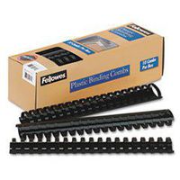 ** Plastic Comb Bindings, 1-1/2" Diameter, 340 Sheet Capacity, Black, 10 Combs/Pack **
