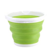 Collapsible Plastic Bucket - Foldable Circular Square Tub - Portable Fishing Water Pail - Space Saving Outdoor Waterpot 5L 10L (Circular - Green 5L)