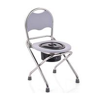 BINZHI Stainless Steel Toilet Chair Home Elderly Pregnant Women Mobile Toilet Folding Portable Non-Slip Foot Pad and Backrest, Wide Seat Bedside Toilet (Color : A)