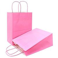 AZOWA Gift Bags Pink Kraft Paper Bags with Handles (6 x 3 x 8 in, 12 CT)