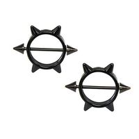 1 Pair Surgical Steel Love Heart Flower Nipple Skeleton Shield Bar Ring Piercing Beauty For gift Party Accessory Trendy Elegant | Shapes - Black Loop Thorn