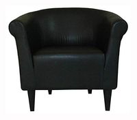 Accent Chair, Contemporary Classic Black Faux Leather Upholstered Club Chair