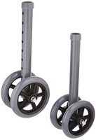 Drive Medical Walker Wheels and Universal Wheels, 5" Heavy Duty Fixed Double Wheels and Glide Caps