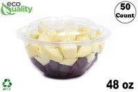 48oz Clear Disposable Salad Bowls with Lids (50 Pack) - Clear Plastic Disposable Salad Containers for Lunch To-Go, Salads, Fruits, Airtight, Leak Proof, Fresh, Meal Prep | Rose Bowl Container (48oz)