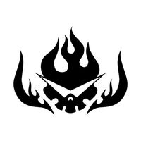 Gurren Lagann 5.5" Flaming Skull Decal Sticker for Cars Laptops Tablets Skateboard - BLACK