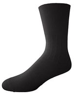 Classic Women's Ladies Plus Size Queen Diabetic Non-Binding Casual Soft Cotton Knit Classic Crew Dress Hosiery Socks 3-Pack Black 10-13