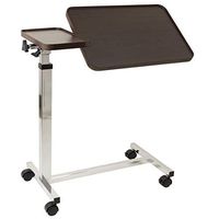 Tilting Overbed Table with Wheels - 2 Height Adjustable Trays with Tilting Large Tray - Locking Caster Wheels - Laptop Table for Bed, Bed Trays for Eating, Built to Hospital Bed Table Standards