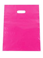 Durable Pink Merchandise bags 12X15 Die Cut Handle-Glossy finish-Anti-Strech-100% Recyclable. For Retail store, Birthday Party Bags favors, Handouts and more by Best Choice (Pink 40)