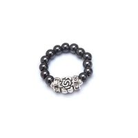 Silver Flower Magnetic Therapy Stretch Ring (XSmall Ring Size 5-6)