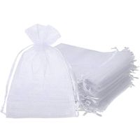 Onwon 100 Pieces Organza Drawstring Gift Bags 6.7 x 9 Inch Party Wedding Travel Favor Jewelry Pouches Candy Bags Baby Shower, White