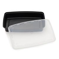 Cubeware Reusable 48 Ounce Plastic Containers with Clear Vented Lids- Pack of 150, Microwave/Dishwasher/Freezer Safe, BPA Free and Leak Resistant