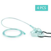 4 PCS Adult Oxygen Mask with 6.5' Tubing and Adjustable Elastic Strap Blue