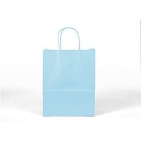 12CT Large Light Blue Biodegradable Paper, Premium Quality Paper (Sturdy & Thicker), Kraft Bag with Colored Sturdy Handle (Large, Light Blue)