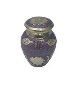 Lavender Keepsake Urn, Solid Brass Funeral Cremation urn, Ash Urn with Bag -Small