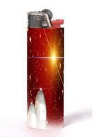Christmas Red Happy St Nicholas Decorative Designs 2 Pack Vinyl Decal Wrap Skin Stickers by Smarter Designs for Bic Lighters