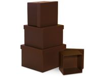 Deluxe Chocolate Brown Square Nesting Boxes, Set/4