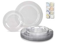 " OCCASIONS" 120 Plates Pack,(60 Guests) Heavyweight Premium Wedding Party Disposable Plastic Plates Set -60 x 10.5'' Dinner + 60 x 7.5'' Salad/Dessert (Plain Clear)