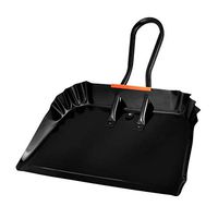 Alpine Industries Heavy-Duty Black Metal Dustpan - Stainless Steel Wide Scooper - Handheld Space Saving Dust and Debris Cleaning Tool Ideal for Home and Commercial Use (17 Inch)