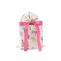 Unicorns and Castles Reusable Fabric Gift Bag for Birthday, Child's Celebration, or Baby Shower (Standard 10 Inches Wide by 15 Inches High)