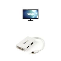Asus VS247H-P 23.6-Inch Full-HD LED-Lit LCD Monitor + Mini Displayport to VGA/DVI/HDMI 3 in 1 Adapter (White)