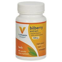 The Vitamin Shoppe Bilberry Extract 120MG, Antioxidant That Promotes Eye, Vision Blood Circulation Health, Standardized to 25 Anthocyanins (60 Capsules)