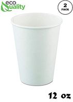 2 Pack of 75 ct - White Hot Drink Paper Cups 12 oz by EcoQuality - Disposable Coffee Cups, Recyclable, Compostable, Great for Office, Breakrooms, Restaurants, Coffee Shops, Tea Shops, Latte, Chai