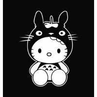 So Cool - My Neighbor Totoro Hello Kitty - Vinyl 5" tall (Color: BLACK) decal laptop tablet skateboard car windows stickers