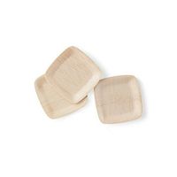 bambu, Veneerware Disposable Bamboo Square Plates, 100% Biodegradable Flat Tableware - 5", Pack of 25