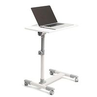 CX Overbed Table Sturdy Laptop Desk with Reversible Desktop, Adjustable Laptop Stand, Sit-Stand Desk Cart with Wheels, Solid and Superior Stability