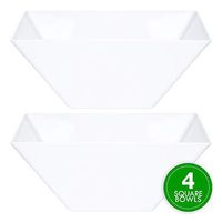 Plasticpro Disposable Square Plastic Small White Serving Bowls Extra Heavy Duty for Party's Snack or Salad Bowl, Elegant Pack of 4