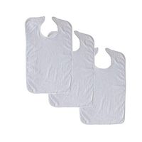 3 Terry Adult Bib with Hook and Loop Closure (3 White)