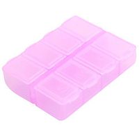 uxcell Plastic Rectangle 8 Compartments 7 Days Medicine Pill Box Pink