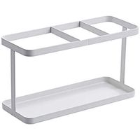 Modern Iron Art Suction Hair Dryer Rack/Holders Wall Mounted Muti-Function Adhesive Bathroom Hair Care & Styling Tool Organizer Stand with Storage Compartment (Color : White)